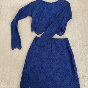 For Love and Lemons Blue Lace Two Piece Set